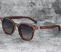 Unisex Retro Wood Grain Polarized Sunglasses
